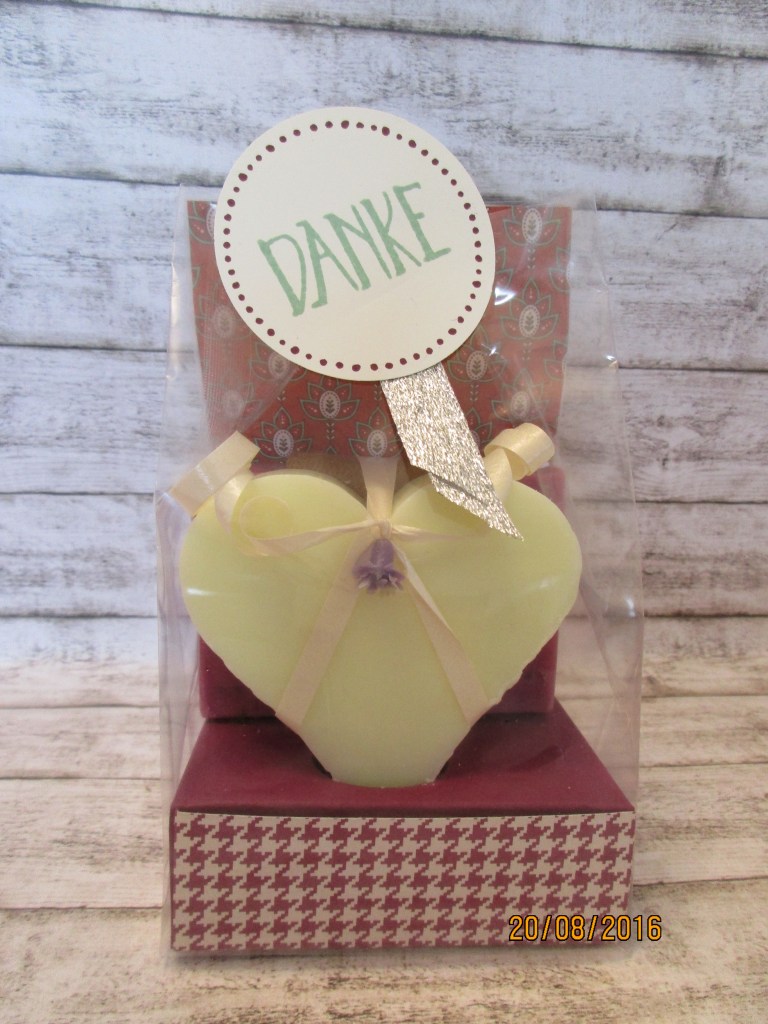 Das Herz in Vanille mit dem DSP in Ockerbraun